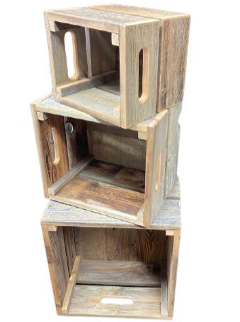 Reclaimed Wood Decor Crates, Nesting Set of 3, Custom/ Handmade