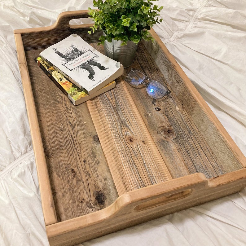 Decorative wood shop tray