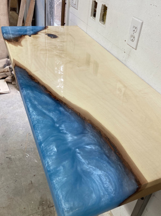 Maple and Blue Epoxy Floating Table