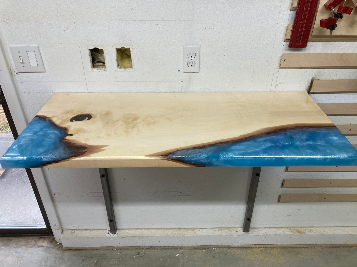 Maple and Blue Epoxy Floating Table