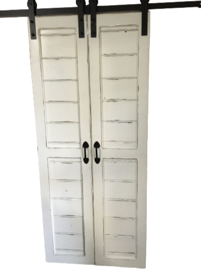 Double Custom Wood Barn Doors, 18 x 82, Complete Set