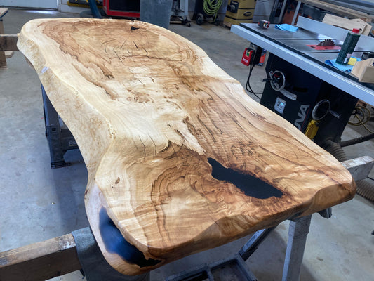 Maple Slab with Black Epoxy Accents
