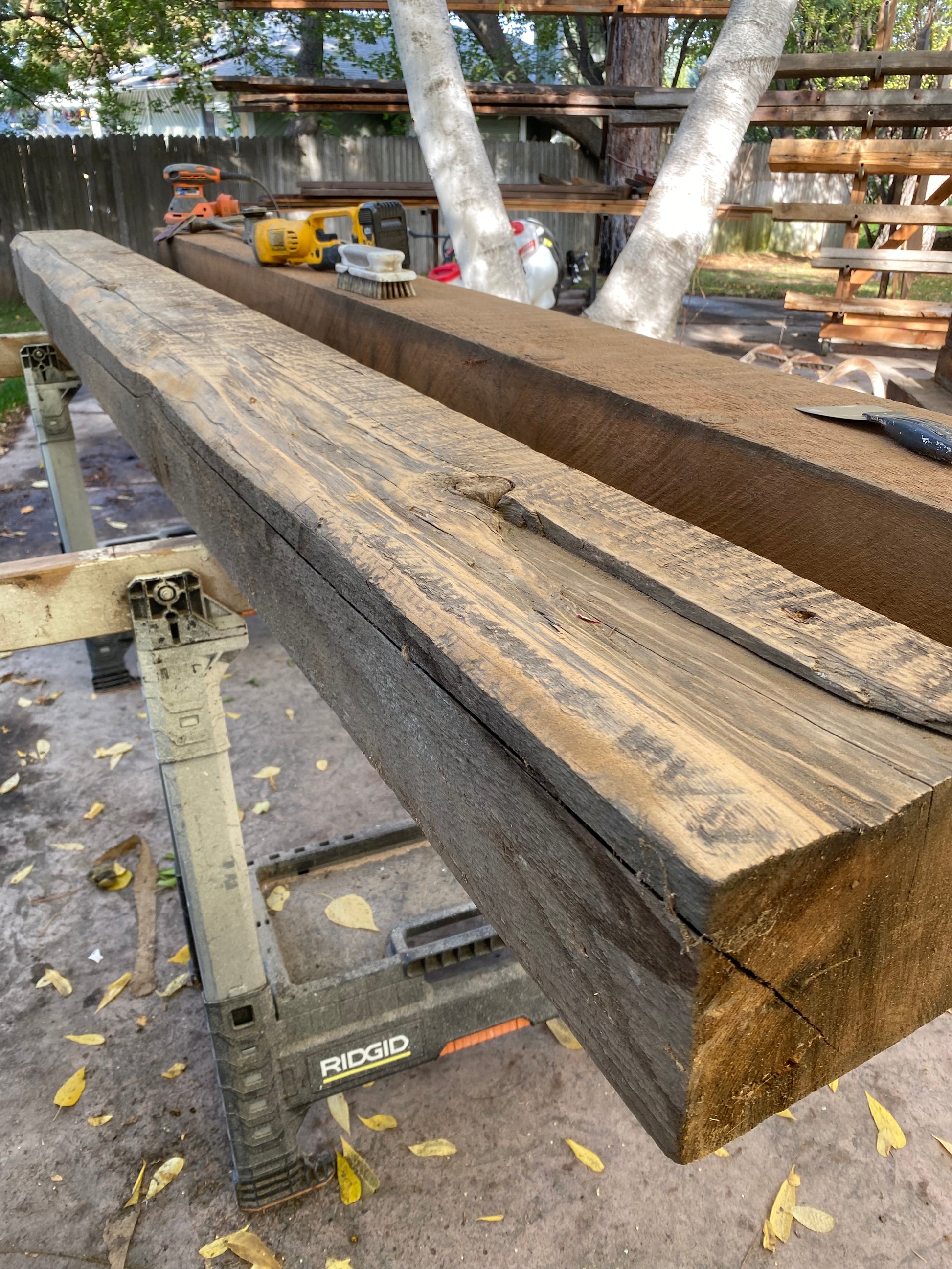 Wood beam store floating shelves